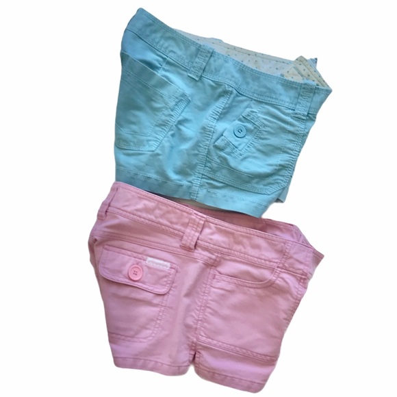 AEROPOSTALE Low-Rise Canvas Shorty Shorts w/ Pockets Pink & Light Blue size 1/2 - Picture 3 of 7